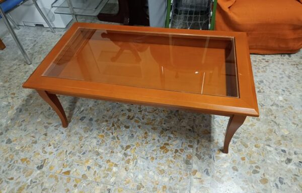 24 € Mesa de centro madera y cristal